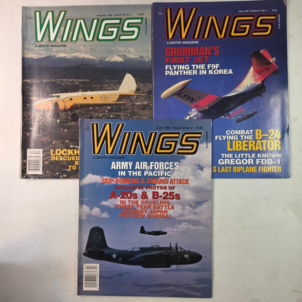 Wings Magazine Lot 3 Issues 1996-1998 Aviation History WWII Korea Multi